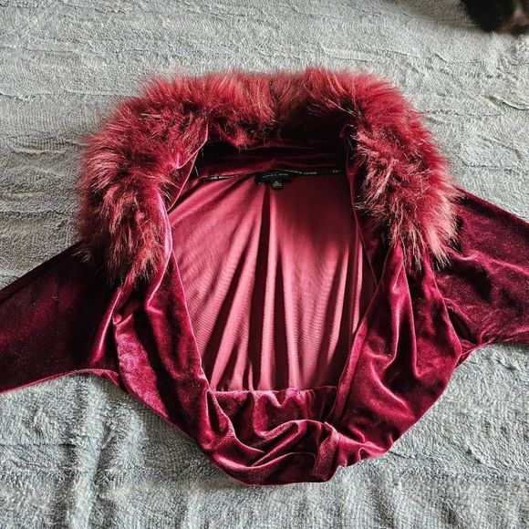 TAHARI Womens Burgundy Faux Fur Solid Long Sleeve Open
Cardigan Sweater Size XL - Picture 7 of 15